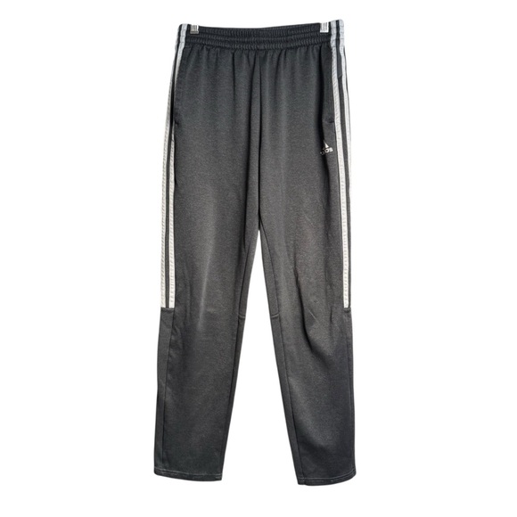 Adidas Boys 3-Stripes Track Pants Youth L 14/16 Gray Open Hem Tricot Joggers - Picture 1 of 10